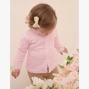 Dusty Pink Heart Eyelet Knit Cardigan 9-12 Months